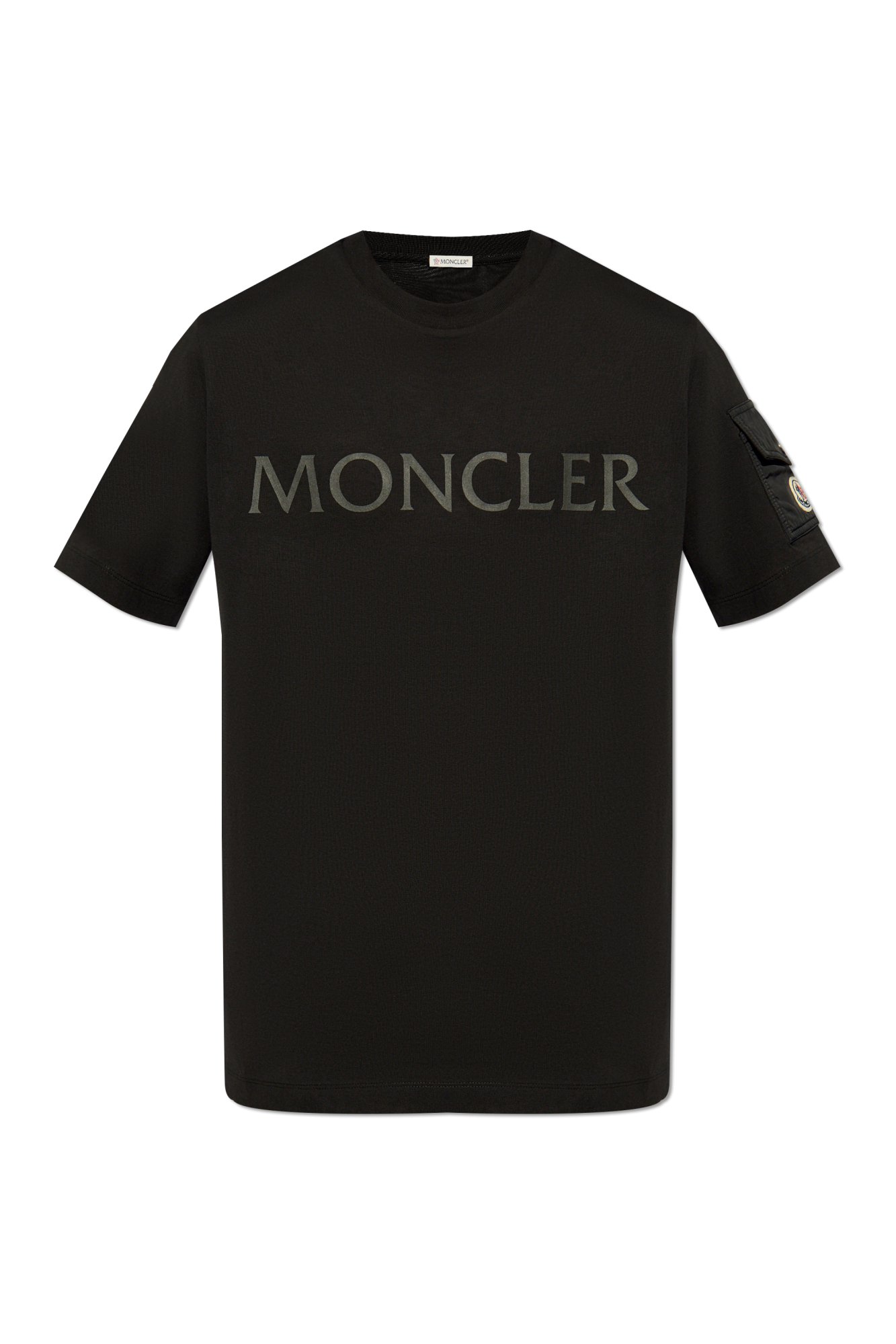 Black T - shirt with a pocket on the sleeve Moncler